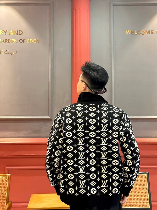 Front view of Louis Vuitton luxury clothing with runway-inspired design