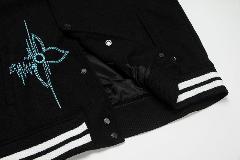 Front view of Louis Vuitton luxury clothing with label-forward styling
