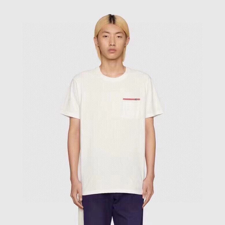 Back view of Gucci luxury clothing with signature branding