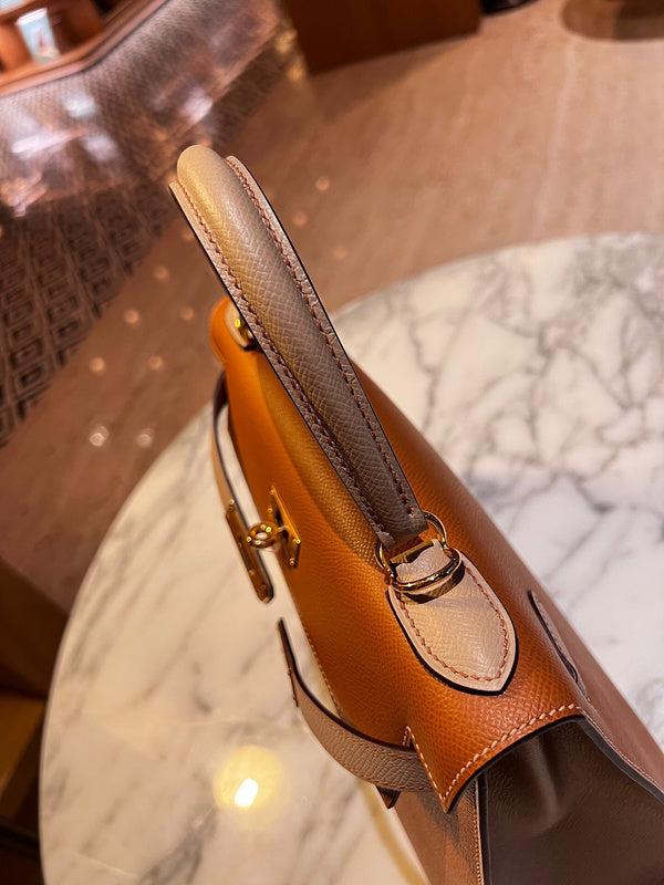 Side view of minimalist structured handbag