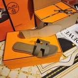 Hermès Tan Block Heel Sandals - Back View