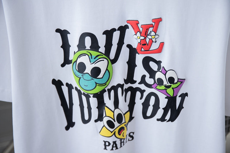 Flat lay presentation of Louis Vuitton cotton t-shirt with signature branding