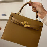 Side view of chic structured handbag