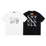 Full styled look of Louis Vuitton cotton t-shirt with monogram-inspired silhouette
