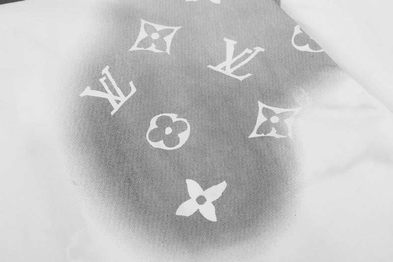 Front view of Louis Vuitton luxury clothing with monogram-inspired silhouette