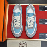 Hermès Beige Chunky Platform Sneakers - Angled View