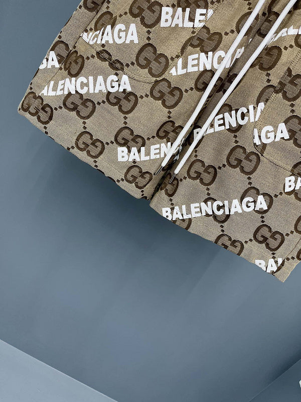 Back view of Gucci luxury clothing with monogram-inspired silhouette