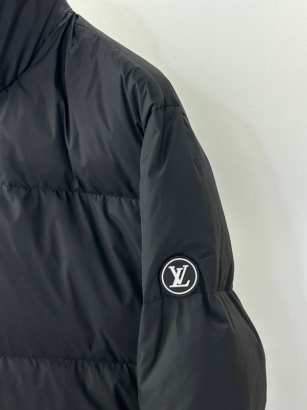 Close-up detail shot of Louis Vuitton luxury clothing with contemporary cut