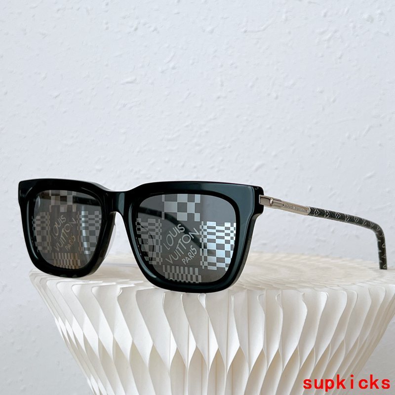 Close-up detail view of Louis Vuitton unisex sunglasses