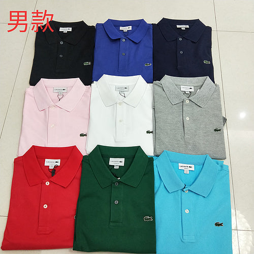 Side profile of Lacoste luxury clothing with monogram-inspired silhouette