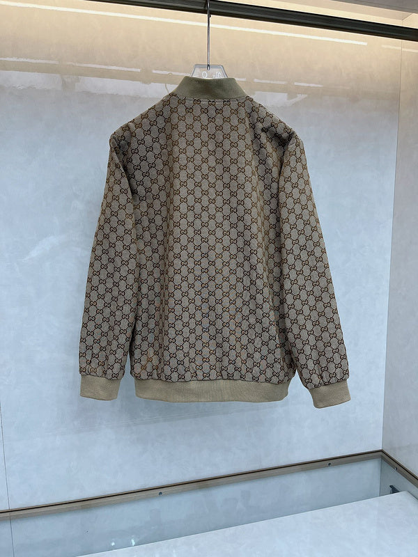 Side profile of Gucci luxury clothing with monogram-inspired silhouette
