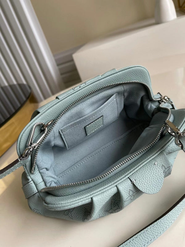 Close-up detail of statement structured women's handbag – women's designer-style accessory