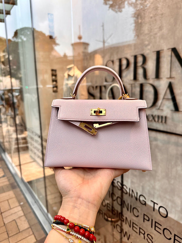 Side view of sculpted structured handbag
