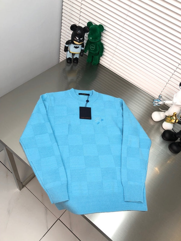Front view of Louis Vuitton luxury clothing with monogram-inspired silhouette
