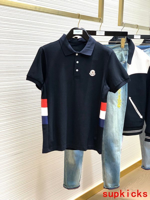 Front view of Moncler luxury clothing with signature branding