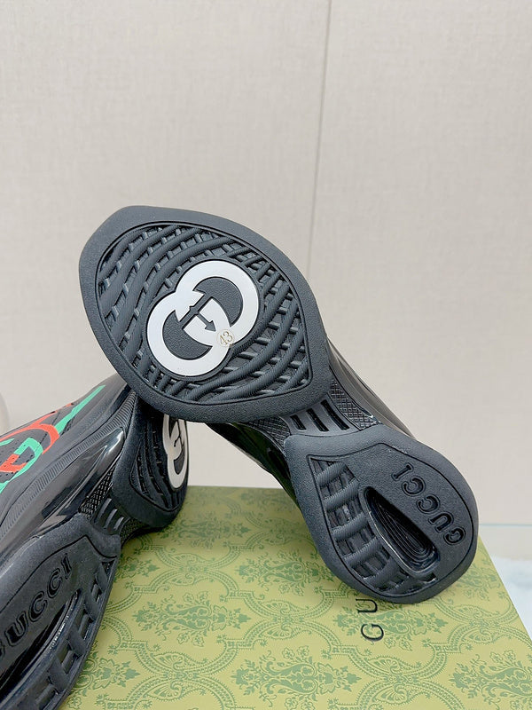 Gucci all-black luxury sneakers view 5 heritage-inspired look