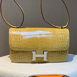 Side view of refined structured handbag
