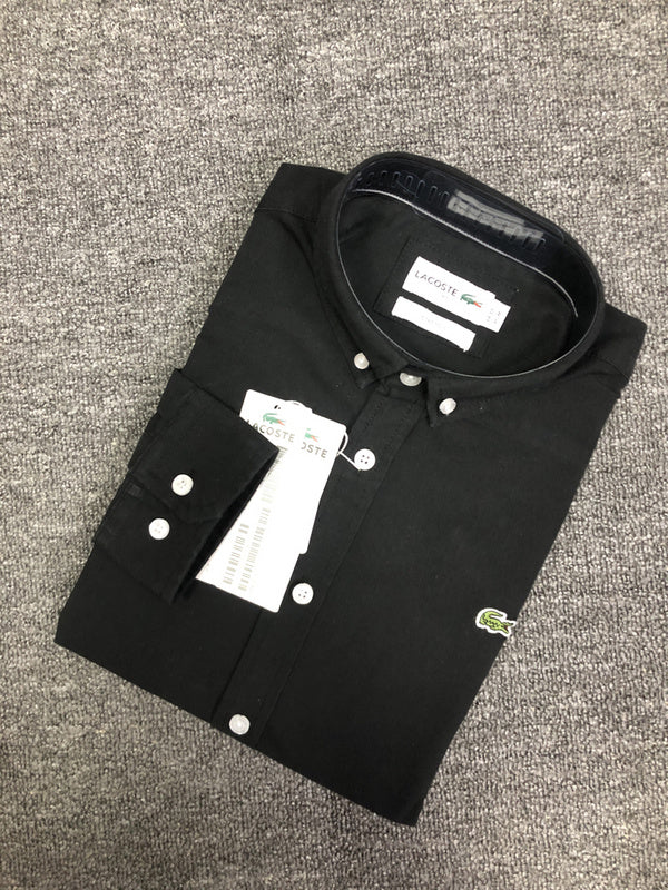 Side profile of Lacoste luxury clothing with logo-detail design