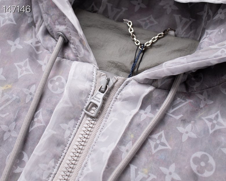 Front view of Louis Vuitton luxury clothing with tailored silhouette