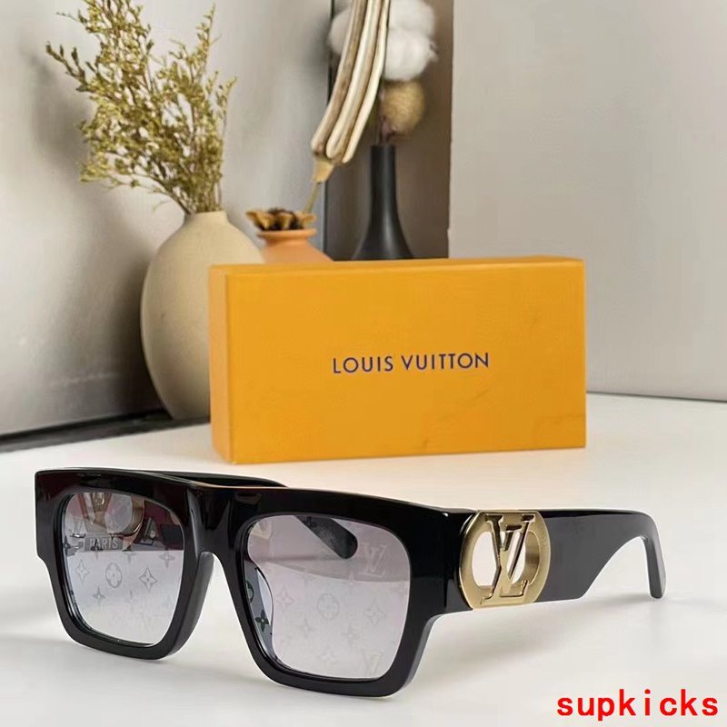 Close-up detail view of Louis Vuitton unisex sunglasses