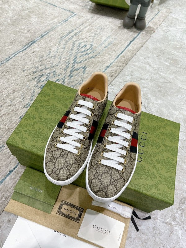 Gucci neutral cream luxury sneakers view 9 sleek tonal finish