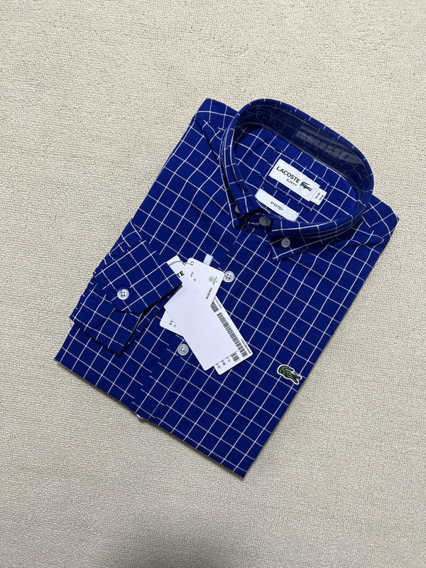 Back view of Lacoste luxury clothing with monogram-inspired silhouette
