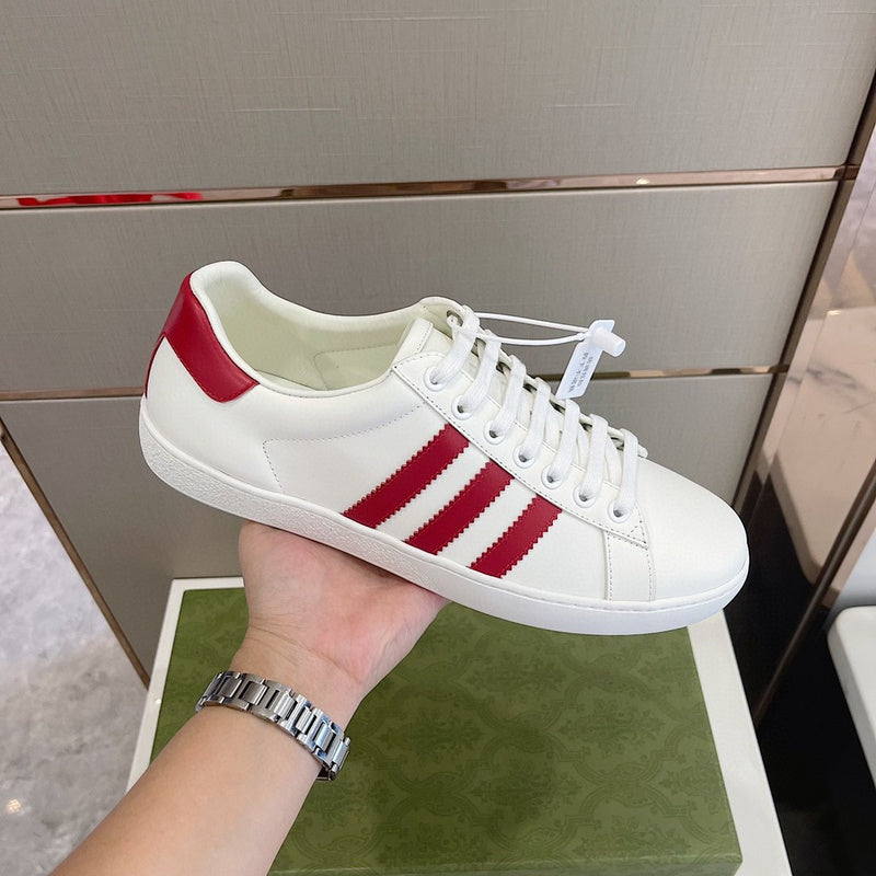 Gucci two-tone luxury sneakers view 6 signature lace-up style