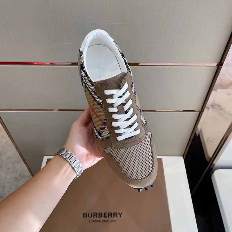 Burberry Camel Low-Top Sneakers - Close-Up Texture View