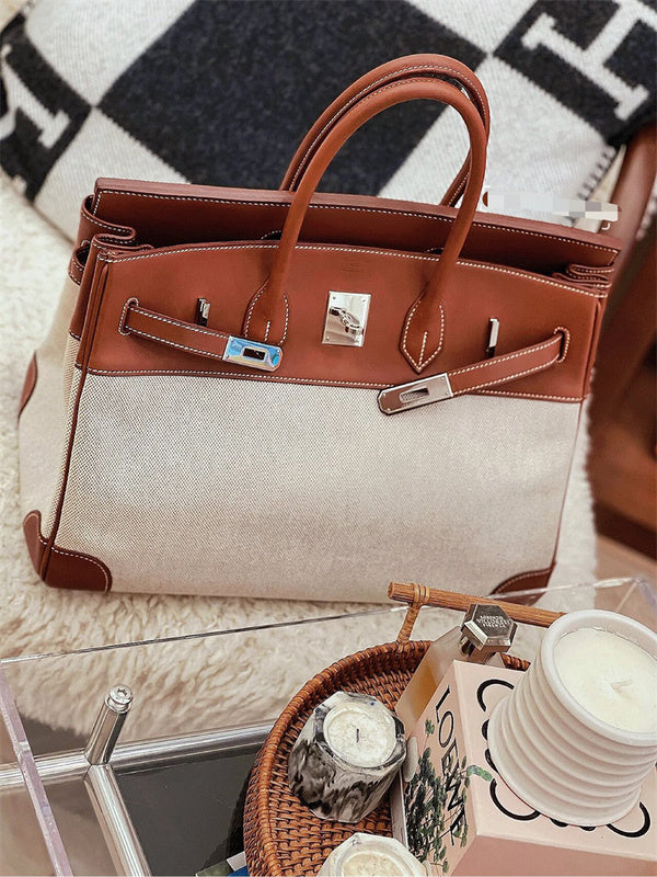 Side view of refined structured handbag