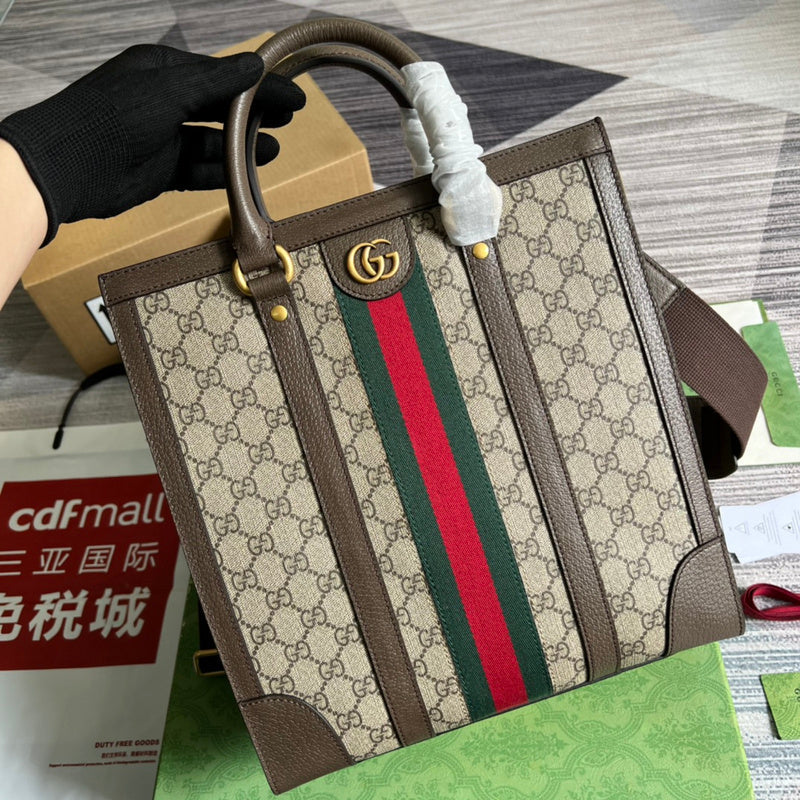 Side view of classic structured handbag