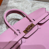 Side view of refined structured handbag