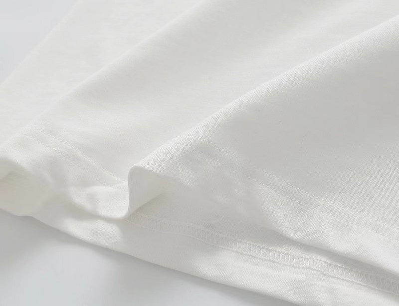 Close-up detail shot of Louis Vuitton cotton t-shirt with monogram-inspired silhouette