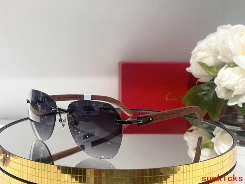 Close-up detail view of Cartier unisex sunglasses