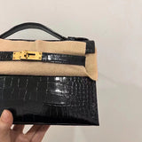 Side view of timeless structured handbag