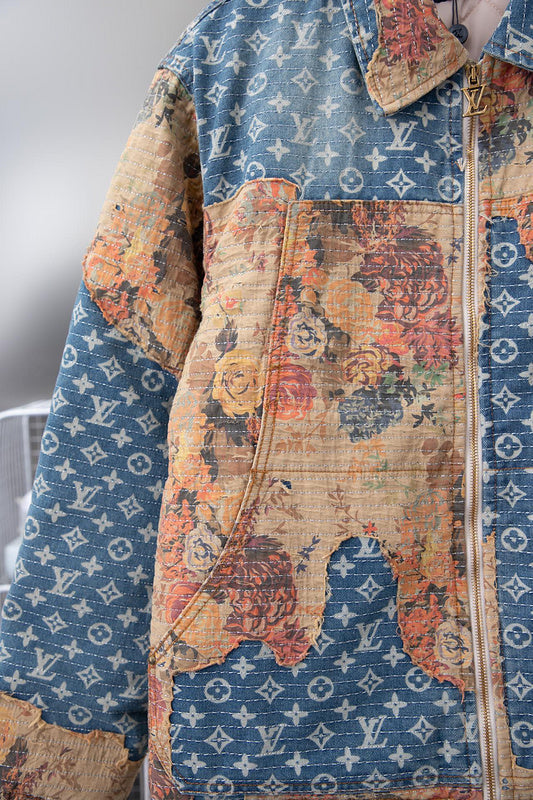 Flat lay presentation of Louis Vuitton luxury clothing with logo-detail design