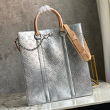 Front view of modern statement women's handbag – women's designer-style accessory