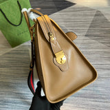 Side view of minimalist structured handbag