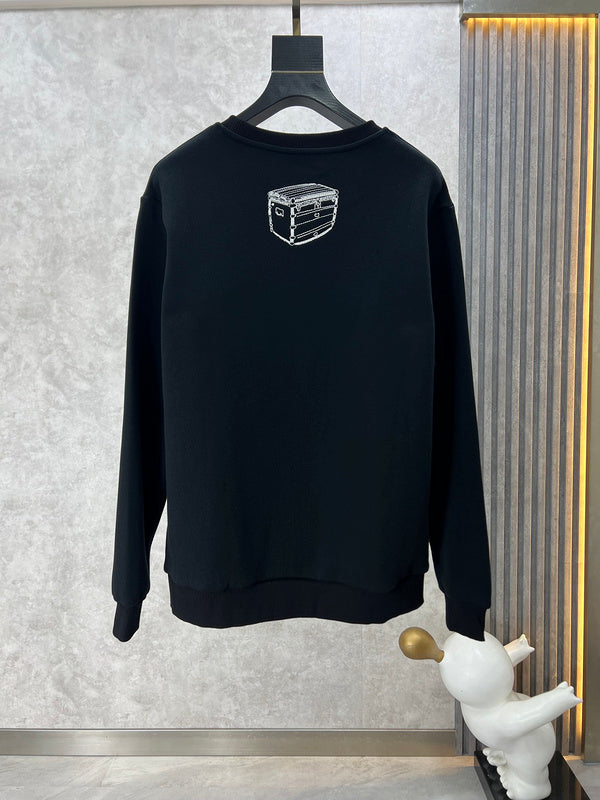 Side profile of Louis Vuitton luxury clothing with label-forward styling