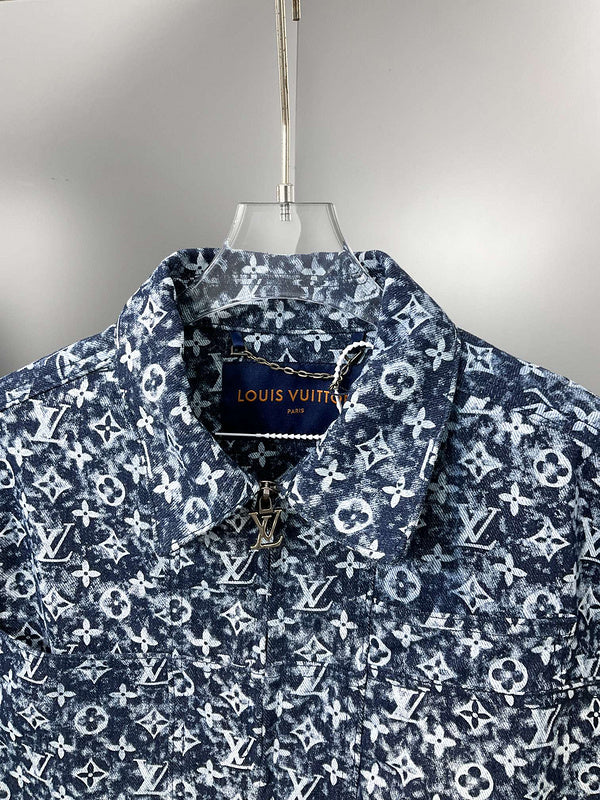 Close-up detail shot of Louis Vuitton luxury clothing with everyday silhouette