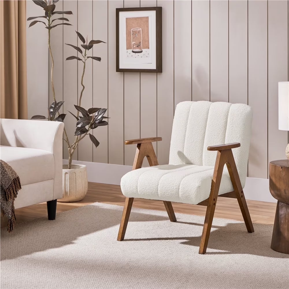 Mid Century Modern Boucle Upholstered Accent Chair