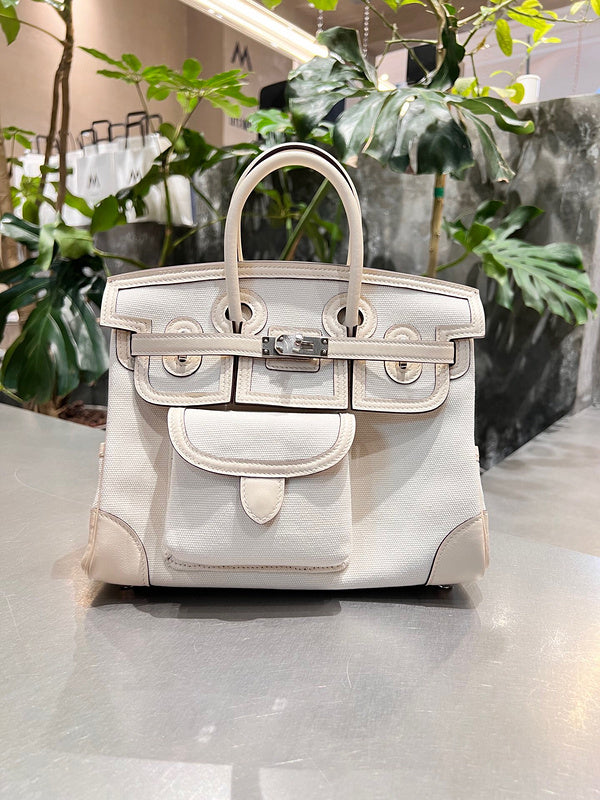 Side view of contemporary structured handbag