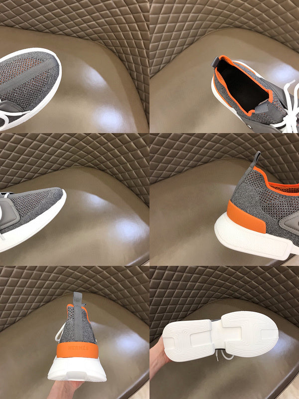 Hermès Tan Chunky Platform Sneakers - Close-Up Texture View