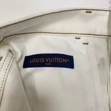Side profile of Louis Vuitton luxury clothing with signature branding