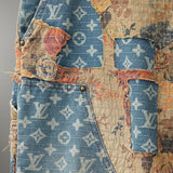 Front view of Louis Vuitton luxury clothing with logo-detail design