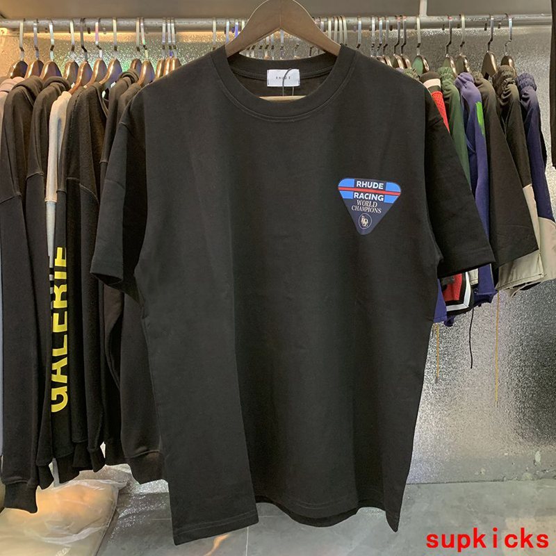 Front view of Rhude luxury clothing with tailored silhouette