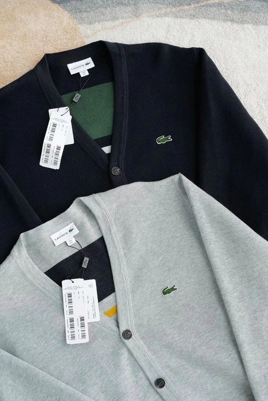Side profile of Lacoste luxury clothing with logo-detail design