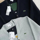 Side profile of Lacoste luxury clothing with logo-detail design