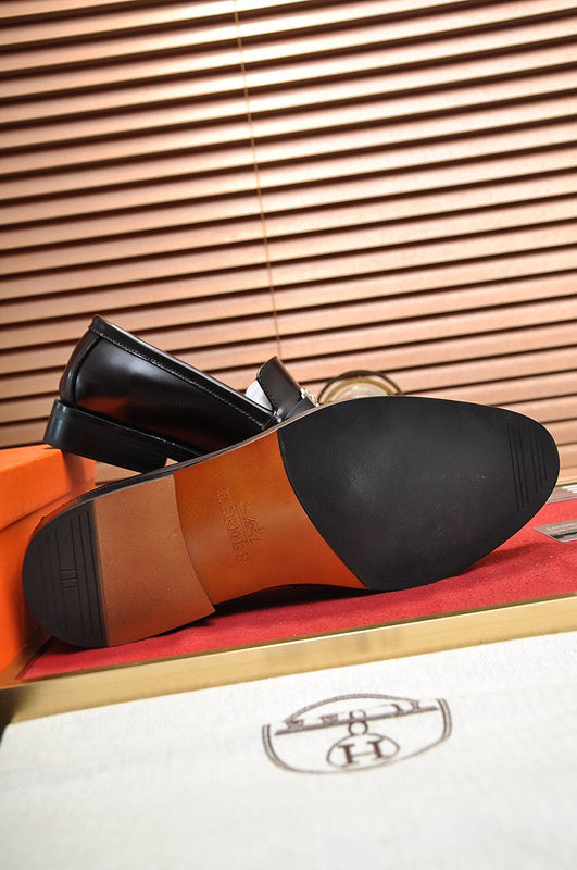 Hermès Chocolate Brown Bow-Detail Flats - Back View