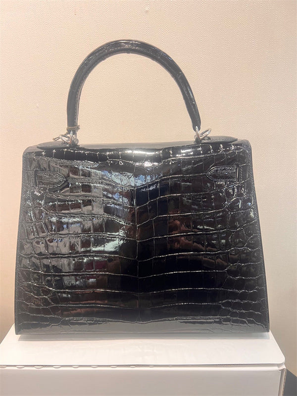 Side view of modernist structured handbag