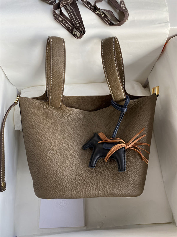 Side view of sophisticated structured handbag